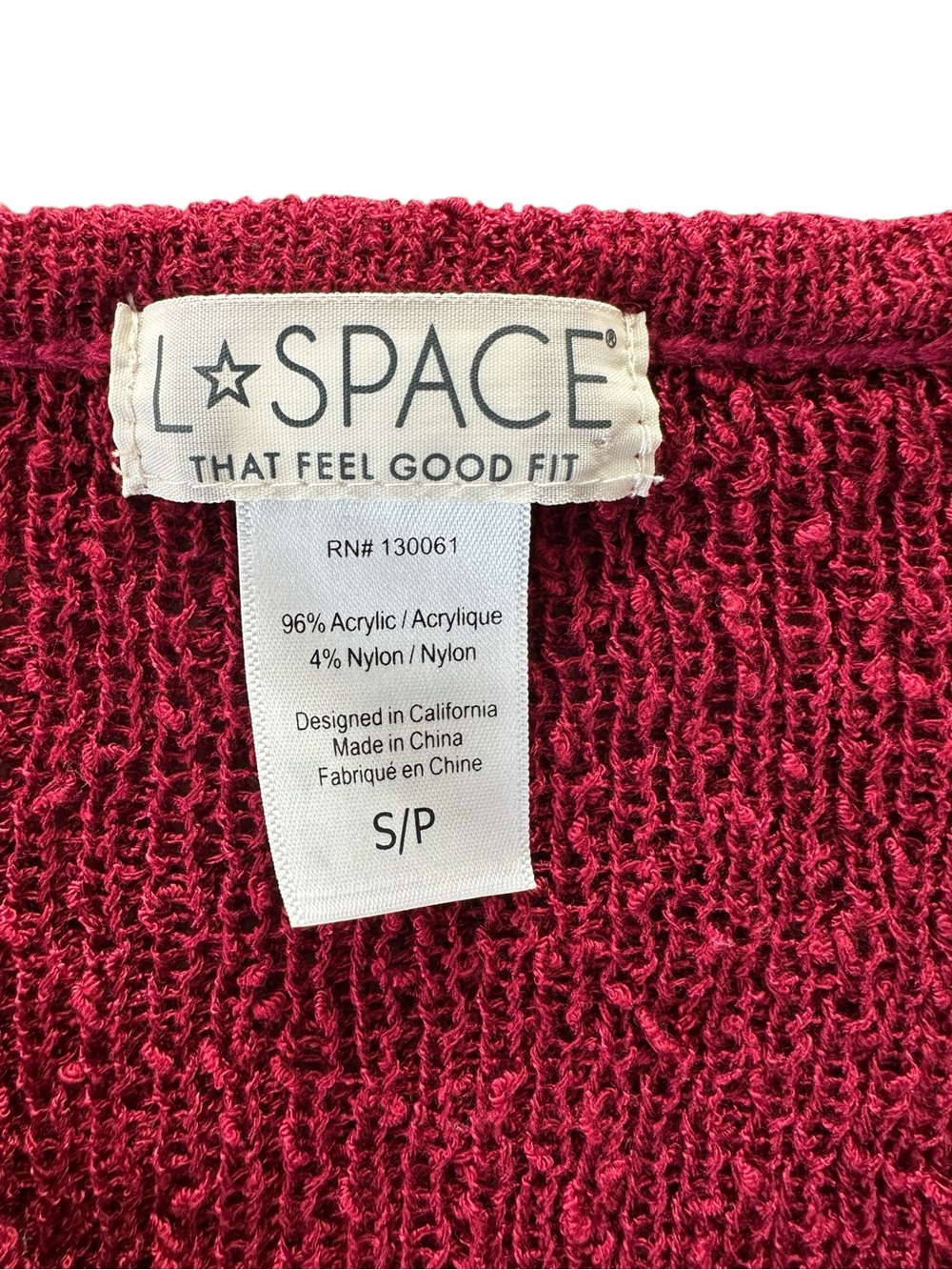 L*Space Topanga Sweater Knit Cover Up Dress Crimson Wrap Bell Sleeve Small - Picture 4 of 10